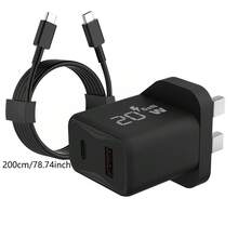 快速充电 GaN 墙式充电器，USB-C 插头，PD20W+QC18W/GaN 快速充电器，双端口充电器，兼容 16/15/14/13/12/11 Pro Max Plus/XS/XR、Galaxy 等机型，包含 1 米/3.3 英尺 USB-C 转 C 数据线和快速墙式电源适配器，春季礼品 - 英規插(220-240V) - 查看 8
