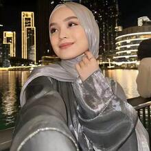 Khăn trùm đầu bằng vải organza mềm mại, bóng bẩy mới, kiểu dáng tối giản, đa năng, dễ phối đồ, dành cho phụ nữ Hồi giáo. - Nhiều màu - Xem 5