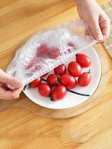 50/100/200pcs Transparent Plastic Lids, PE Film, Plastic Bowl Covers, Leftover Covers, Dust-Proof Bread Covers, For Snacks, Dried Fruits, Cereals, Keeps Food Fresh, Kitchen Supplies, Prep Before Meals, Fridge Decor, Kitchenware, Home Decor, Suitable For Outdoor, Camping, Back To School - Multicolor - View 10