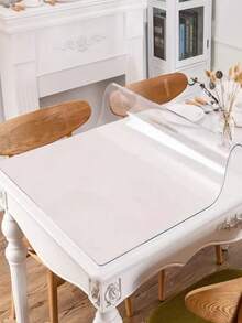 Mantel de lujo premium transparente 100% PVC, de 1,0 mm de grosor - resistente a los arañazos y al calor, fácil de limpiar, adecuado para el hogar, hotel, restaurante y mesas de café, mantel simple y elegante que protege nuestros muebles. - Blanco - Ver 4