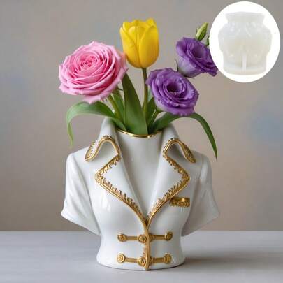 Khuôn silicon tự làm chậu hoa hình thân trên phụ nữ, hộp đựng bút và cốc thạch cao, thích hợp để làm đồ thủ công từ nhựa, thạch cao, đất sét, bê tông, xi măng và các vật dụng thủ công khác, cũng như làm quà tặng ngày lễ và đồ trang trí nhà cửa.