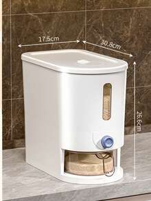 1 hộp đựng gạo áp suất, dung tích 20lb (khoảng 9kg), có màu trong suốt và màu đặc, rót gạo chỉ bằng một nút nhấn, bao gồm ngăn chống côn trùng và cốc đong, thích hợp để trong tủ hoặc trên mặt bàn, giúp kiểm soát khẩu phần chính xác và giữ cho gạo luôn tươi ngon. - Nhiều màu - Xem 13