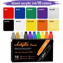 15mm Wide Acrylic Paint Marker Pens - 10 Vibrant Colors & 12 Metallic Colors, High Coverage, Large Ink Capacity, Layering Function, Suitable For Bold Graffiti And Art Creation - Sets - View 13