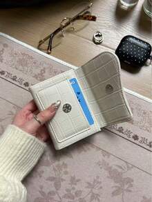 卡通猫咪可爱荔枝纹理真皮钱包，新款韩版时尚学生多功能零钱包 - 彩色 - 查看 4