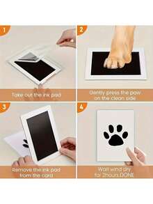 宠物爪印套装，非接触式印泥，宠物无墨印泥，用于保存猫/狗爪印 - 均碼 - 查看 4