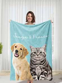 Manta con retrato de mascota personalizado: Regalo personalizado de franela para mamá de perro/gato - Multicolor - Ver 4