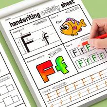 32 Pages 26 English Alphabet A-Z Tracing Workbook, Illustrations And Letter Coloring, Stroke Order Practice, Teaching Aids, Preschool Learning Notebook, Suitable For Children Learning To Write, Home And Kindergarten Learning Guide - Multicolor - View 8