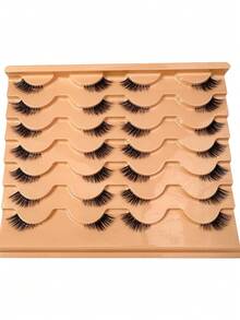 Half Eye Lashes Cat Eye Lashes 14Pairs False Eyelashes Fluffy Soft Natural Look Clear Band 3D Mink Lashes Extension Makeup - 黑色 - 查看 7