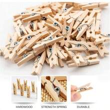 Pinzas de ropa de madera en miniatura con cuerda de yute, pinzas de ropa pequeñas para manualidades y proyectos de fotos DIY - A - Ver 5
