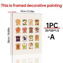 1 Piece Bread Art Wall Sticker, 2D Flat, Sandwich Theme Kitchen Canvas Painting, Dining Room Poster, Funny Food Picture - Multicolor - View 16
