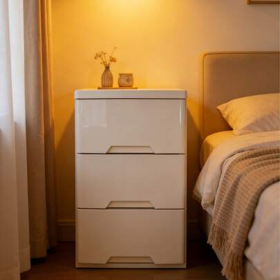 D&M Armario portátil multifuncional de 1 pieza, 3 cajones extraíbles, armario antipolvo desmontable, estantería, zapatero, expositor independiente, fácil montaje, estantería para libros, organizador de juguetes, snacks y ropa, decoración para el hogar, ahorro de espacio, también como caja de almacenaje debajo de la cama.