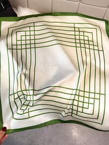 1条绿色几何线条印花方巾，四季皆宜，适合日常出行、旅行、婚礼派对等场合，男女通用，可作头巾、发带、头巾，户外防晒配饰，为您的风格增添亮点。 - 彩色 - 查看 15