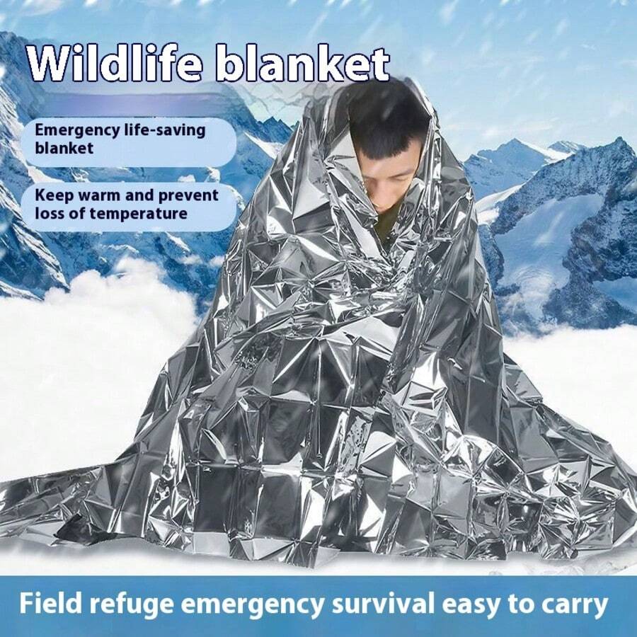 Multifunctional Travel Emergency Thermal Blanket, Outdoor Survival Insulation Blanket, Aluminum Foil Cold-Proof Blanket