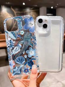 1个个性化海洋元素鲸鱼、贝壳、花朵图案手机壳，适用于三星Galaxy/ 17 Pro Max/Air/16 Pro Max、15/14 Plus/13/12/11系列，A03s、A03Core、A04、A12、A13、A14、A21s、A22、A23、A24、A32、A33A34、A5、A51A52、A53、A54、A71、A72、A73系列 - 彩色 - 查看 4