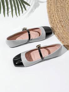 新款软底玛丽珍鞋，百搭单带通勤休闲女鞋 - 灰色 - 查看 3