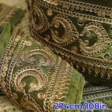 Dây ren thêu dài 3 thước Anh (3 Yards) với chỉ kim loại, thích hợp cho đồ dùng gia đình tự làm, quần áo, túi xách, viền váy, đồ thủ công và vật liệu may vá. - 274 cm / 108 inch - Xem 9