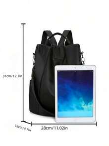 Ba lô cỡ trung chống thấm nước, nhẹ, chống trộm, màu đen, kiểu dáng tối giản, dây đeo có thể điều chỉnh. - màu đen - Xem 9