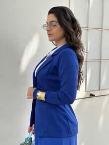 Women Coats - 寶藍色 - 查看 8