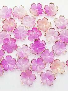 50 piezas de pétalos de flor de cerezo de 19 mm con borde dorado y degradado, acrílicos prensados en caliente, accesorios DIY adecuados para pasadores de pelo, fundas de teléfono, accesorios de ropa, decoración de automóviles y joyería de resina - Pétalos de estampado en caliente de 19 mm 50 piezas - Ver 5