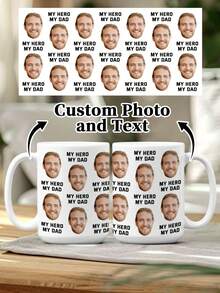 1pc 11oz Customized Mug For Dad With Photos Of Babies And Children. You Can Customize Both Photos And Texts. It's A Personalized Water Cup With Children's Photos. It's A Father's Day Gift From The Wife To The Husband. And It Can Also Serve As A Gift For Grandpa With Funny Face Photos Printed On It. - Style 3 - View 21