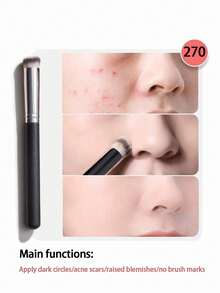 1 cọ che khuyết điểm, cọ trang điểm tạo khối mũi và má hồng cao cấp, cọ trang điểm mắt và toàn mặt hoàn hảo, thích hợp cho kem nền dạng lỏng, kem lót, tạo khối và tán đều & hoàn thiện lớp trang điểm bằng phấn khoáng. - màu đen - View 9