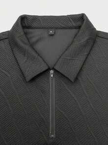 Áo Polo GRDR màu đen, chất liệu nhẹ, kiểu dáng công sở thường ngày, thiết kế khóa kéo, thích hợp mặc đi làm và dạo phố cho nam giới, mùa hè. - màu đen - Xem 3