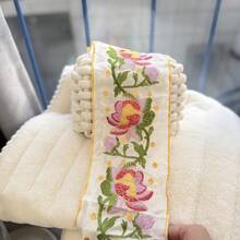 Dây ren thêu chỉ vàng rộng 3,74 inch/dài 1 yard, dây thắt lưng đính sequin, rèm cửa thêu, trang trí nhà cửa, ren trang trí thủ công tự làm. - Nhiều màu - Xem 12