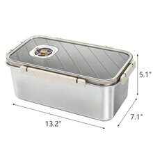 ZEAYEA - Caja de pan para mostrador de cocina contenedor de almacenamiento de pan con tapa hermética caja de almacenamiento de pan de gran capacidad de acero inoxidable para botanas de pan de bagel - Plateado - Ver 2