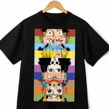 One Piece Crew Faces T-Shirt Zoro Sanji Anime Graphic Teesummer Outfits For Women AUJ8 - 黑色 - 查看 6