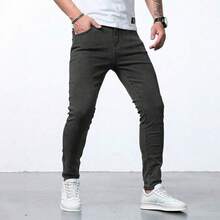 Shendy Vendy Men's Slim Pants, Fashion Stretch Skinny Denim Pants, Classic Men's Jeans With Pocket - 棕色 - 查看 6