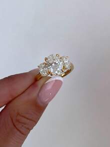 1 pièce Bague de fiançailles ovale, bijou de mariage exquis pour femme, bague en argent sterling 925 avec cubic zirconia cubique classique, bijou de mariée élégant, bague de promesse de fiançailles, cadeau d'anniversaire de mariage - ovale - Voir 3