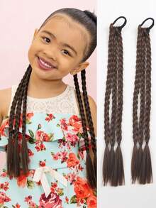 2顶18英寸手工编织扭辫假发，高温丝合成假发，适合女孩日常佩戴 - 彩色 - 查看 2