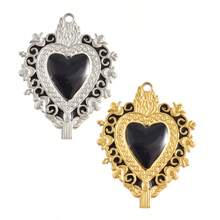 1/2/3/5个可爱时尚简约304不锈钢电镀金/银心形吊坠，适合DIY珠宝制作项链、手链、耳环 - 愛心 - 查看 20