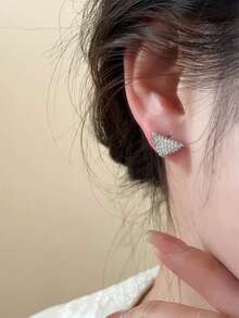 1Pair Light Luxury Retro Style Alloy Gold/Silver Plated Full Rhinestone Triangle Stud Earrings Set Women's Daily/Commute/Party/Dating - Multicolor - View 2