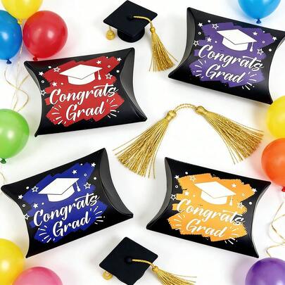 Hộp quà tốt nghiệp 24 chiếc, hộp quà lễ tốt nghiệp, hộp hình mũ tốt nghiệp dễ thương có tua rua, hộp màu đen, hộp đóng gói, hộp đựng trang sức trang trí, quà tặng tiệc tùng, đồ trang trí sinh nhật, đồ trang trí đám cưới, đồ dùng tiệc tùng