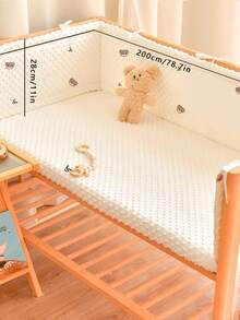 1pc Baby Crib Integrated Soft Bumper Guard, Infant Bed Rail Cushion, Newborn Cartoon Embroidery Crash Pad, Children Anti-Collision Fence - Leaf Bear - View 12