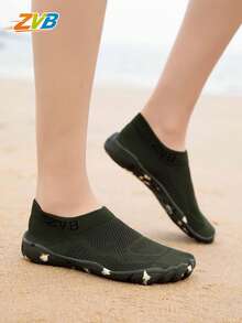 ZVB 情侣水鞋适合赤脚爱好者，软底沙滩鞋，适合游泳、潜水、户外速干夏季凉鞋、钓鱼水鞋，防滑透气 - 軍綠色 - 查看 4