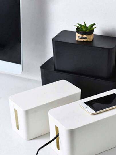 Cable Storage Box , Power Cord Storage Box Dust-Proof Charger Socket Organizer Wire Box Household Cable Winder Organizer Cable Organizer Wall Mounted Phone Holder Plug Mobile Phone Charging Holder Remote Control Storage Box HolderCable Management Box Cord Organizer And Cover For TV Wires, Computer, USB Hub And Under Desk Power Strip – ABS Material Household Power Cable Organizer Box, Large Capacity Dust-Proof Insulated Socket Box, Multi-Function Data Line Storage Box Back To School