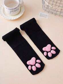 1/2 Pair Paw Thigh High Socks 3D Toe Bean Stockings Cosplay Socks Women Performance Party Wear - trắng - Xem 8