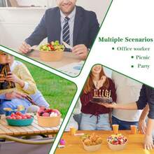 Paquete de 50 cuencos de papel grandes de 25 onzas con tapa cuencos de ensalada de papel contenedor de comida desechable contenedor de comida para llevar para sopa caliente/fría fiesta - 25 onzas 50 unidades - Ver 5
