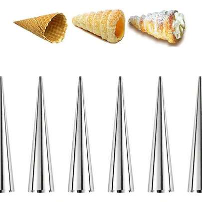Kit 6 Formas Para Canudo Cone Doce Casquinha Aço Inox