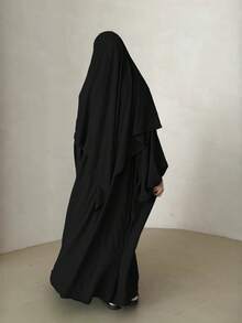 2pcs Set Hijab Single Layer Design & Abaya Wide Sleeve Design, Classic Fashion Suit, Suitable For Women's Daily Wear And Prayer Jilbab - Multicolor - View 15