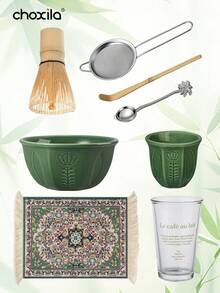 choxila 4/8pcs Pink/Green Matcha Set, Ceramic Bowl, Plastic Matcha Whisk, Matcha Accessories, Dishwasher , Easy To Clean - Green Set - View 8