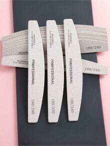 5-Piece Professional Half-Moon Nail File, 180/240 Grit, Suitable For Nail Salon Nail Buffing Block File, Nail File, Sandpaper Board, Nail Supplies, Nail Tools, Nail Art Tools, Nails, Nail Tools, Patch Nail Tools - Light Grey - View 2