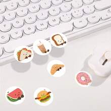 500张/卷 可爱食物插画贴纸，卡通甜甜圈、面包、三明治、汉堡贴纸，手工制作礼品包装不干胶标签，烘焙封口贴纸，甜点包装标签 - 卡通 - 查看 3