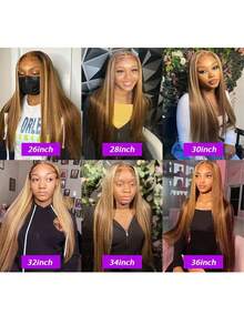 200% 超高密度免胶直发假发 - 13x4 高清蕾丝前额真人混纺发丝,预先拔毛和剪裁,抽绳设计,新手友好,无需胶水,即戴即用 - SP4/27 - 查看 8