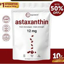 Astaxanthin 12mg, 120 Softgels | 4 Monthly Supply, Natural Tanning, Fresh Microalgae Source, Easy To Swallow - 100g - 查看 7