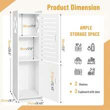 3-Tier Free Standing Double Door Bathroom Floor Cabinet, Multifunctional Waterproof Small Storage Cabinet Suitable For Bathroom, Bedroom, Office - White - View 4