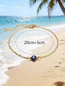 1pc Multicolored Fashionable Bohemian Turkish Eye Design Anklet, Suitable For Women's Daily Wear And Beach Jewelry - Multicolor - View 11