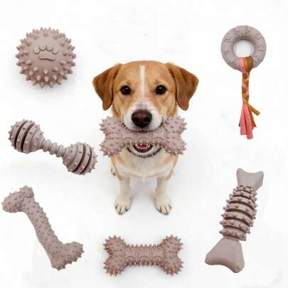 4pcs/Set Random Shaped Dog Chew Toys, Suitable For Puppies, Cute Pink Small Dog Toys, Puppy Teething Toys, Soft Interactive Chewing Toys, Fit For Small Dogs